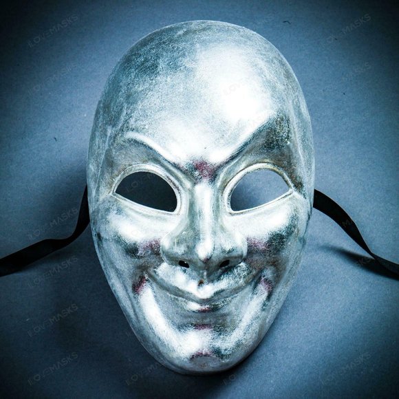 Silver Jester Venetian Halloween Masquerade Mask - Picture 2 of 5